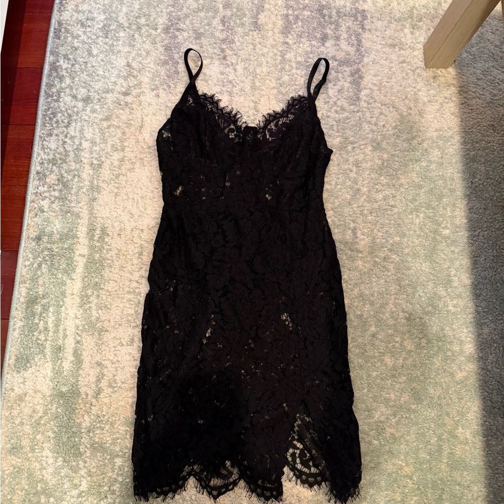 Black Lace Spaghetti Strap Dress from SHEIN